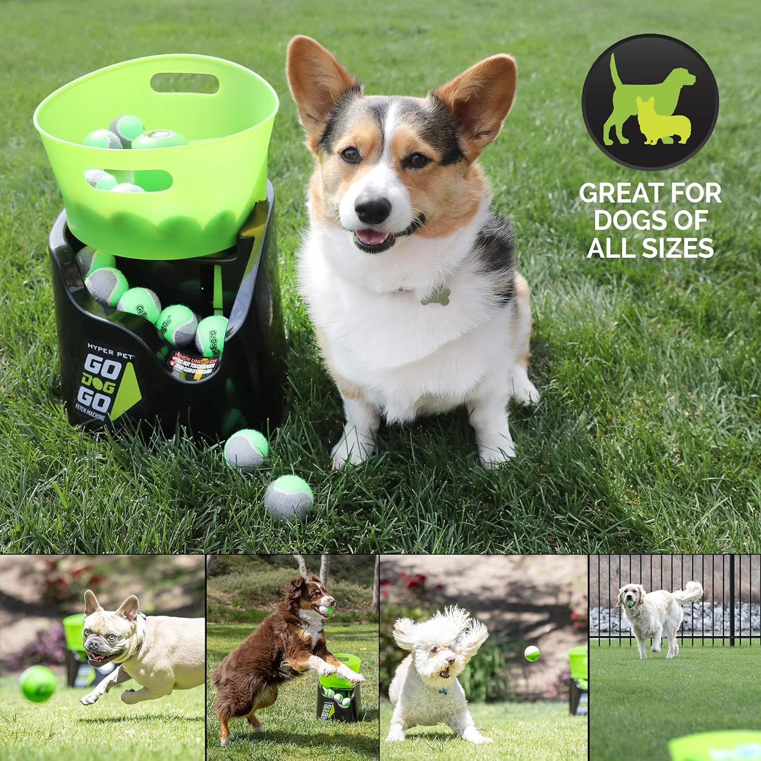 Godoggo Fetch Machine Dog Ball Launcher & Automatic Ball Launcher for Dogs with 5 Medium 2.5" Balls for Dogs 20-60 Lb