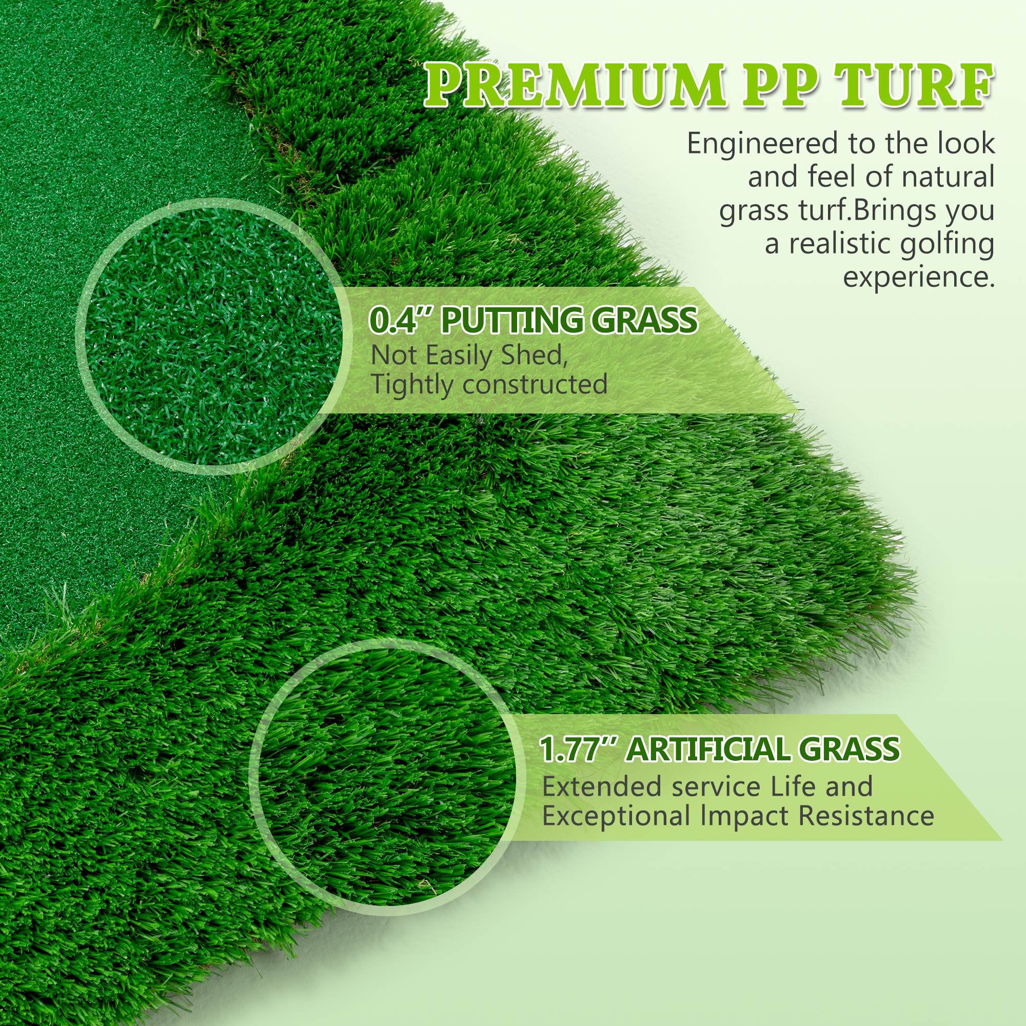 10X5 FT Golf Putting Green, Golf Training Mat with High-Quality Turf, 3 Holes, 3 Flags and Cups for Indoor Outdoor