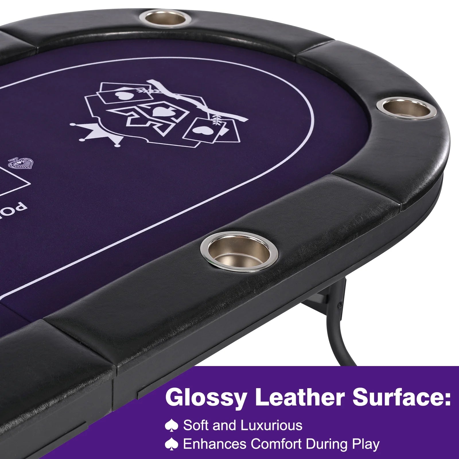 8 Player Poker Table Foldable, Casino Grade Felt, Padded Rails and Cup Holders, Portable Poker Table for Texas Holdem Poker and Blackjack, (71 In)