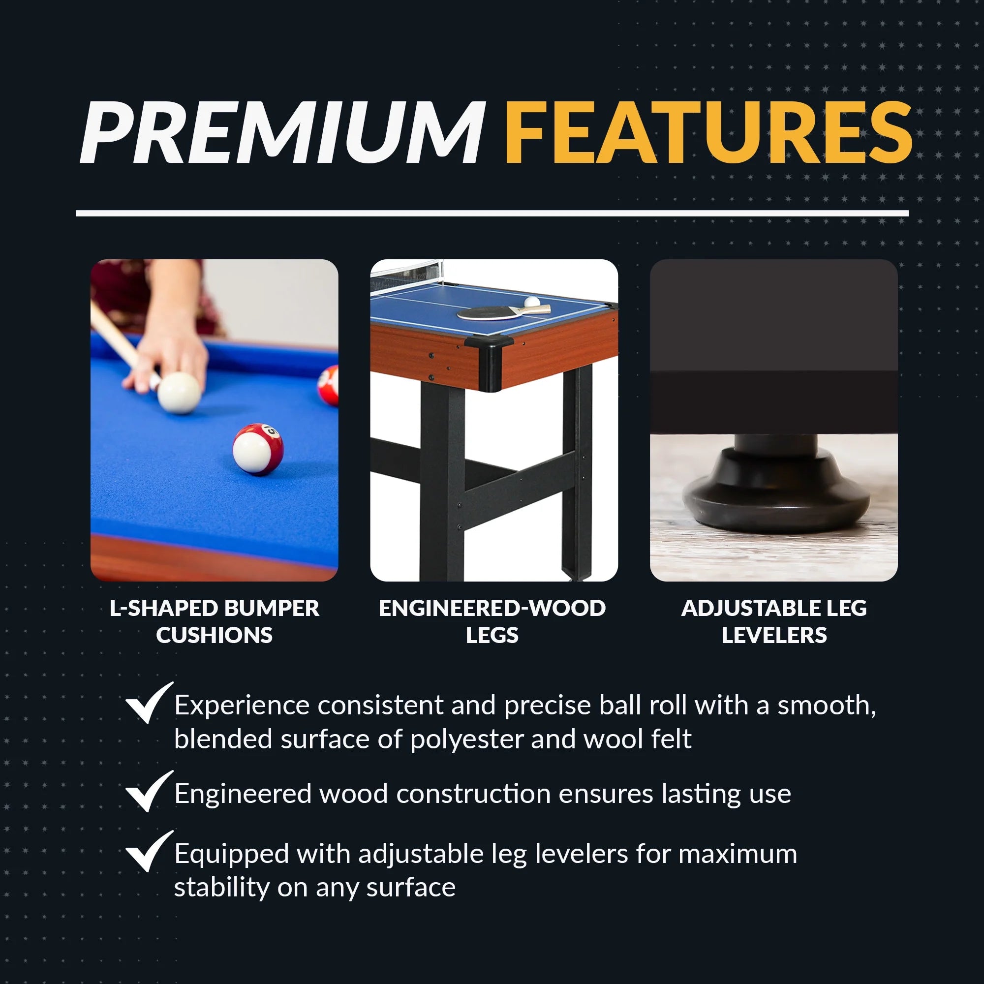 Triad Multi Game Table with Pool, Glide Hockey, and Table Tennis, 48-In, Blue/Multi