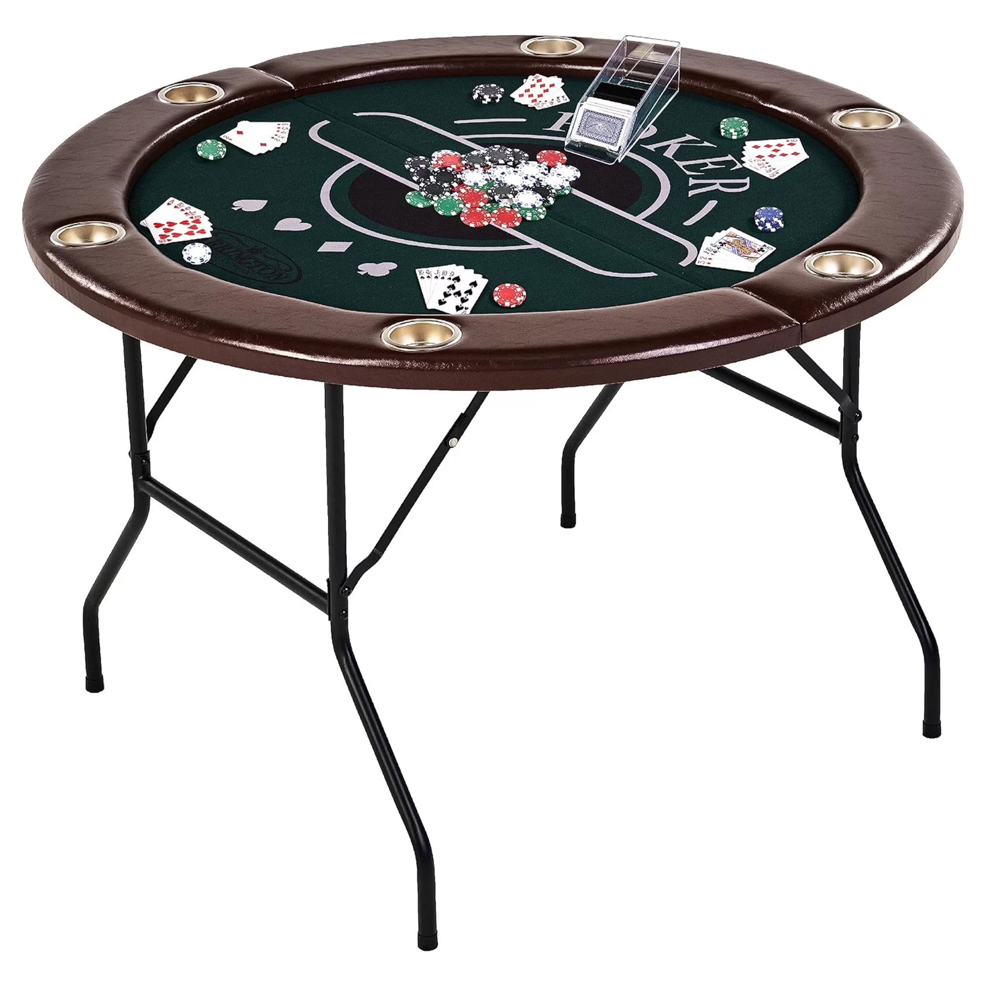 Poker Table with Rails, Cup Holders, Chips & Cards