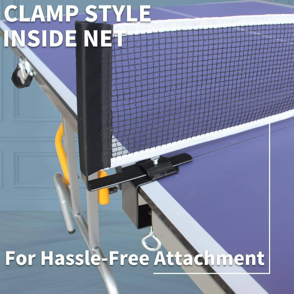 8 Ft. Mid-Size Foldable Table Tennis Table Ping Pong Table Set with Net, 2 Paddles and 3 Balls for Indoor Outdoor
