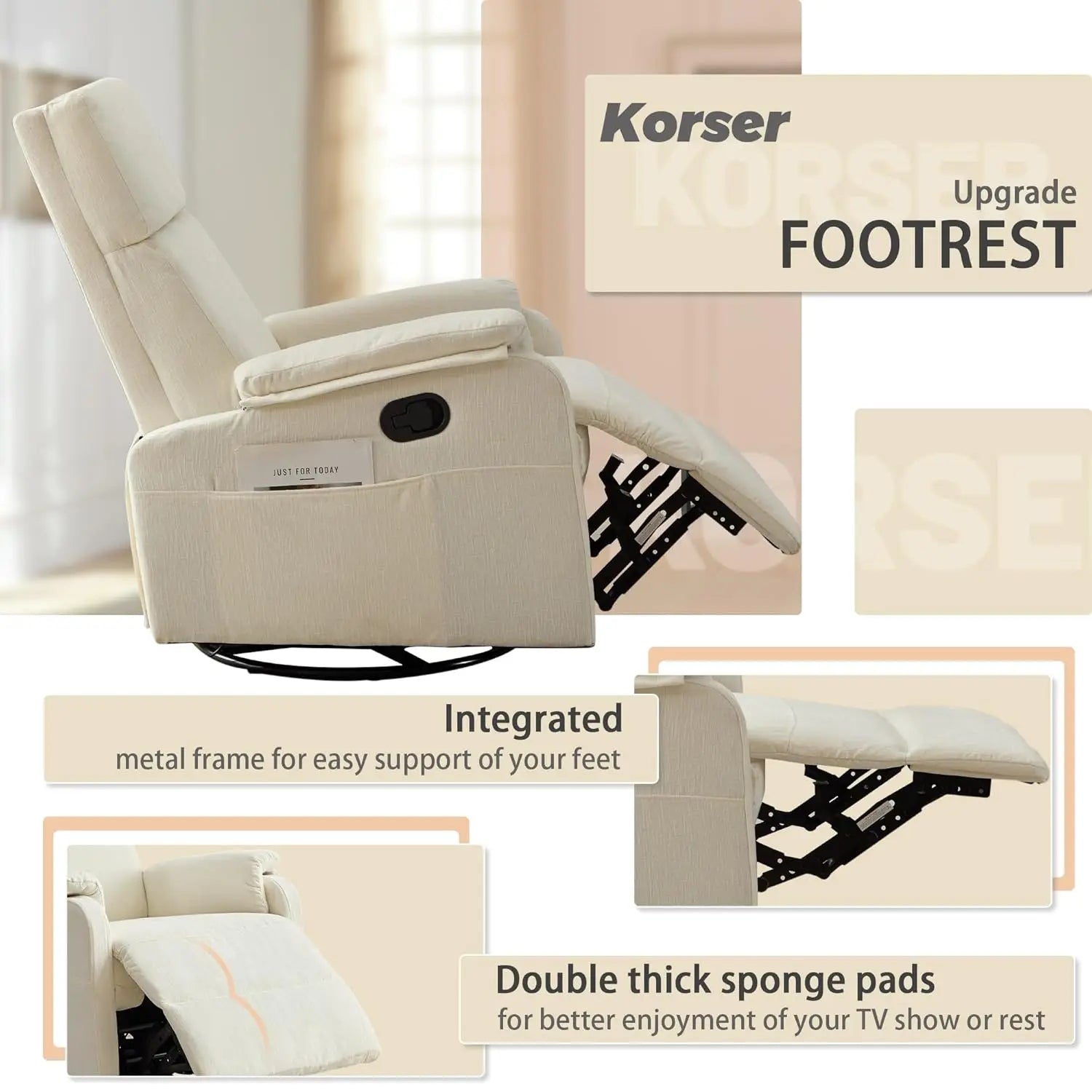Recliner Chair, Swivel Rocking Recliner Chair for Adults, Glider Rocking Chair, Small Nursery Chair Recliner, Customized
