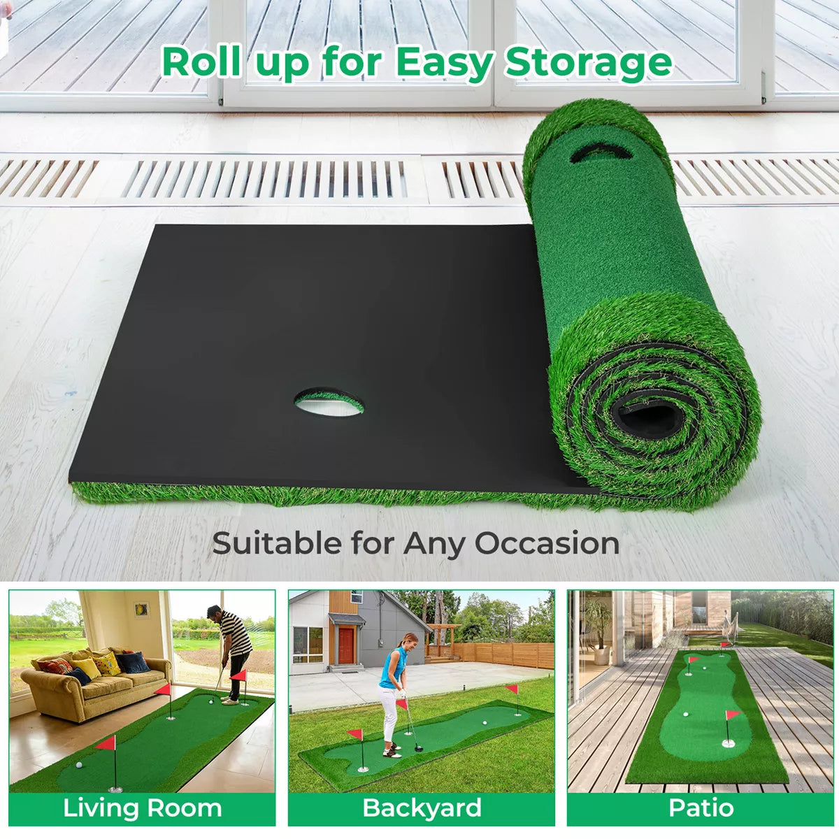 Costway 10 X 3.3/5 FT Golf Putting Green Professional Golf Training Mat with 2 Golf Balls