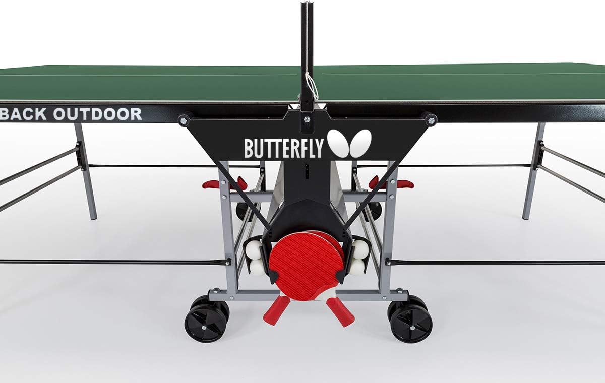 Butterfly Outdoor Playback Rollaway Table Tennis Table | Regulation Size - 9' x 5' x 2' 6" | Includes Net & Integrated Accessory Holder | Warranty: Top = 10-Years