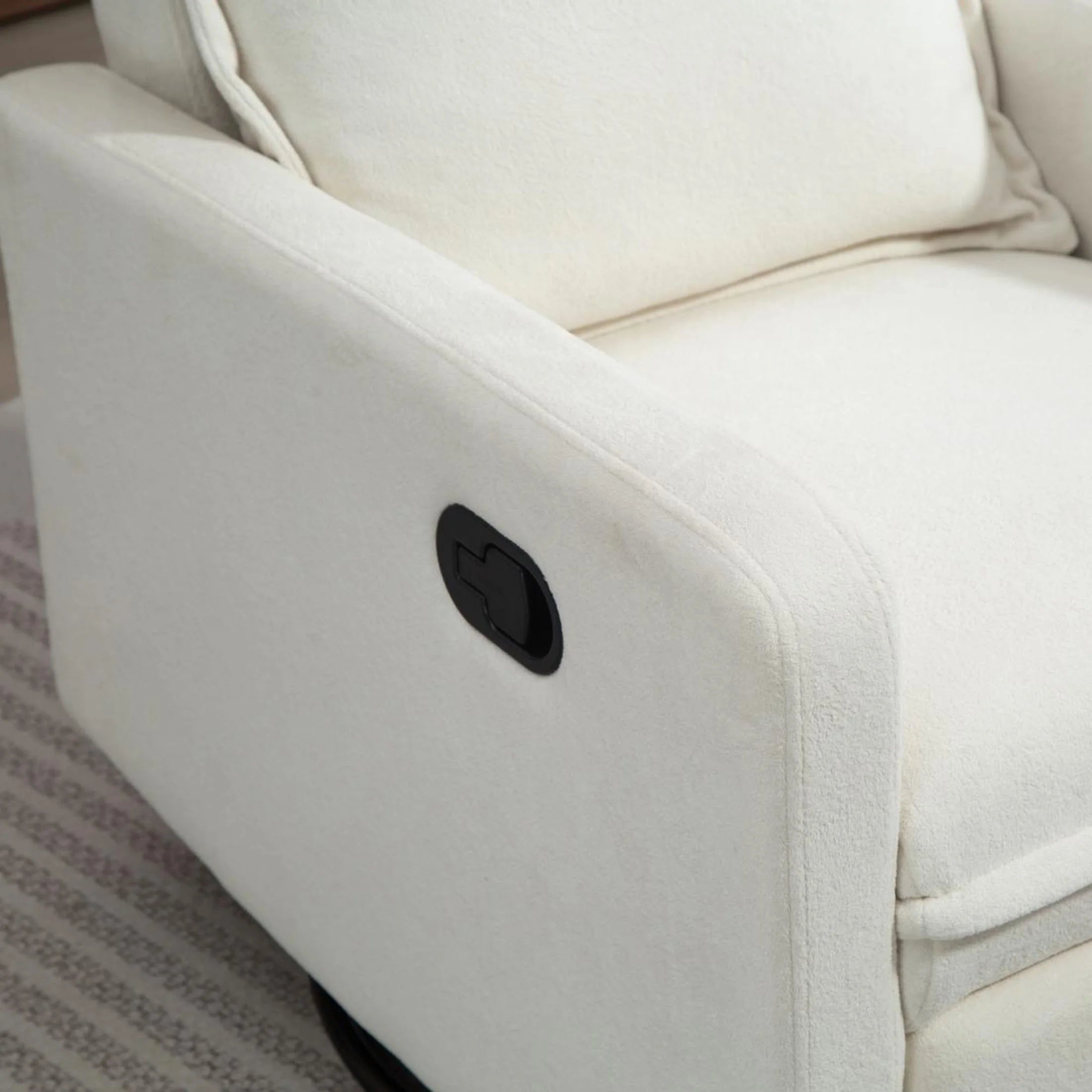 360° Swivel Rocker Recliner for Adults, Small Rocking Recliner for Small Spaces, Glider Recliner for Nursery, Rocking Chair , Manual Recliner Chair for Living Room, Bedroom, White