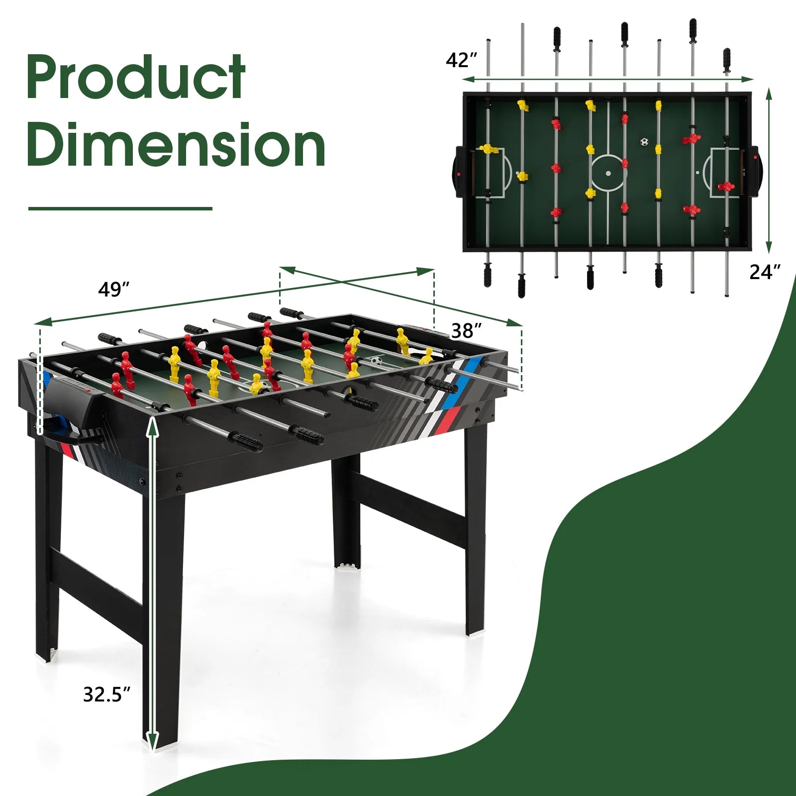 4-In-1 Combo Game Table 49" Foosball with Pool Billiards Air Hockey Table Tennis