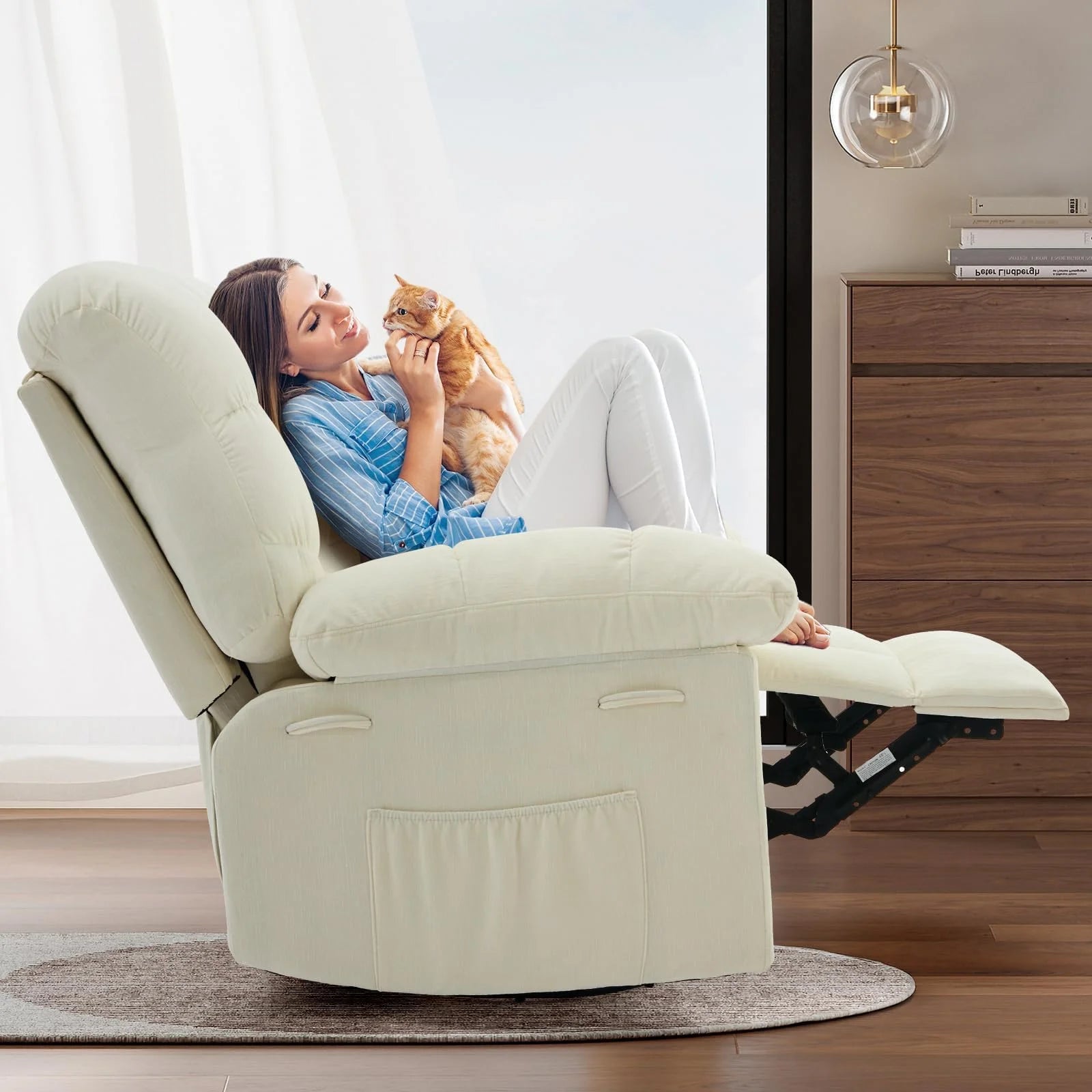 Swivel Accent Chair,360°Swivel Rocker Chair,Swivel Rocking Recliner Chair Comfortable Deep Seat for Relaxation,Upholstered Glider Nursery Chair for Living Room,Bedroom & Nursery