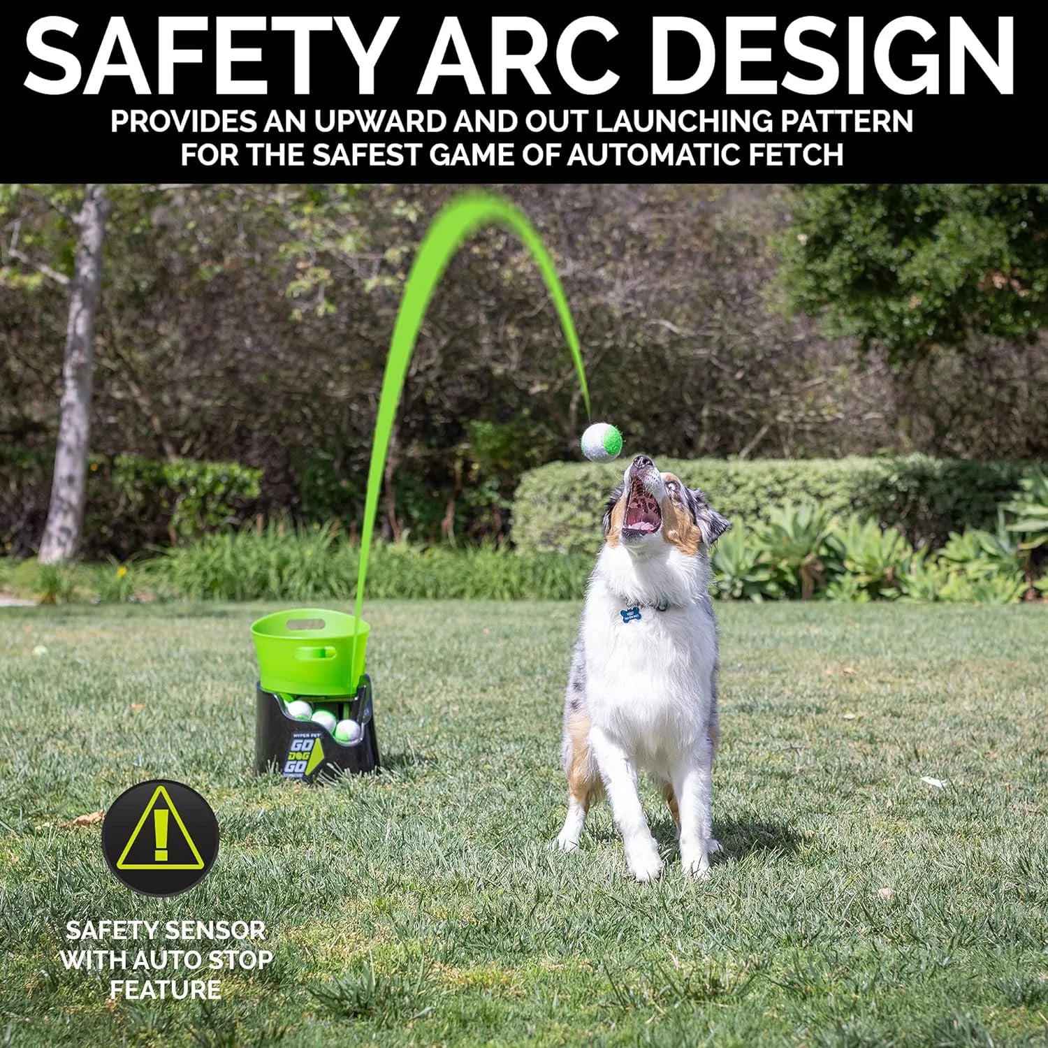 Godoggo Fetch Machine Dog Ball Launcher & Automatic Ball Launcher for Dogs with 5 Medium 2.5" Balls for Dogs 20-60 Lb