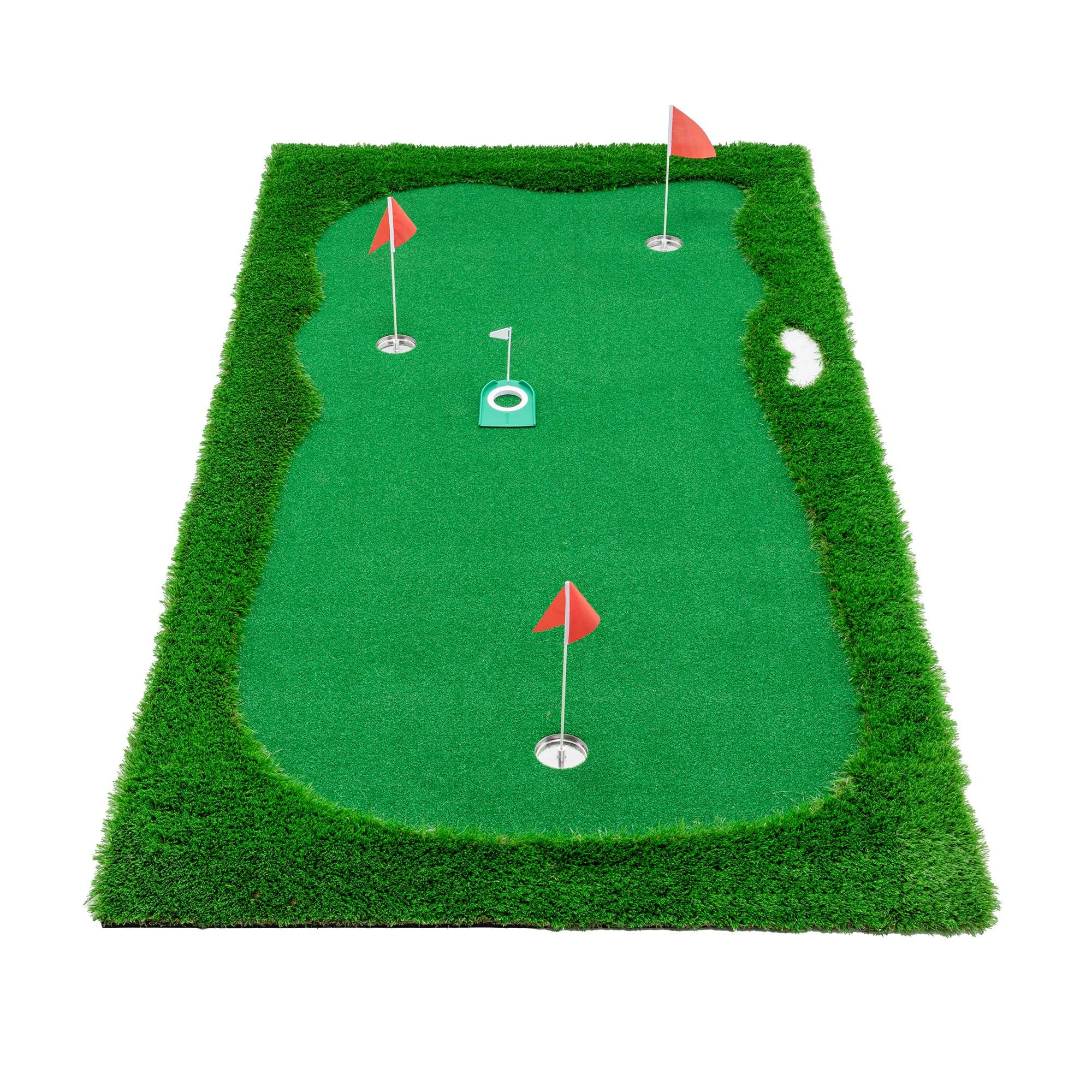 10X5 FT Golf Putting Green, Golf Training Mat with High-Quality Turf, 3 Holes, 3 Flags and Cups for Indoor Outdoor