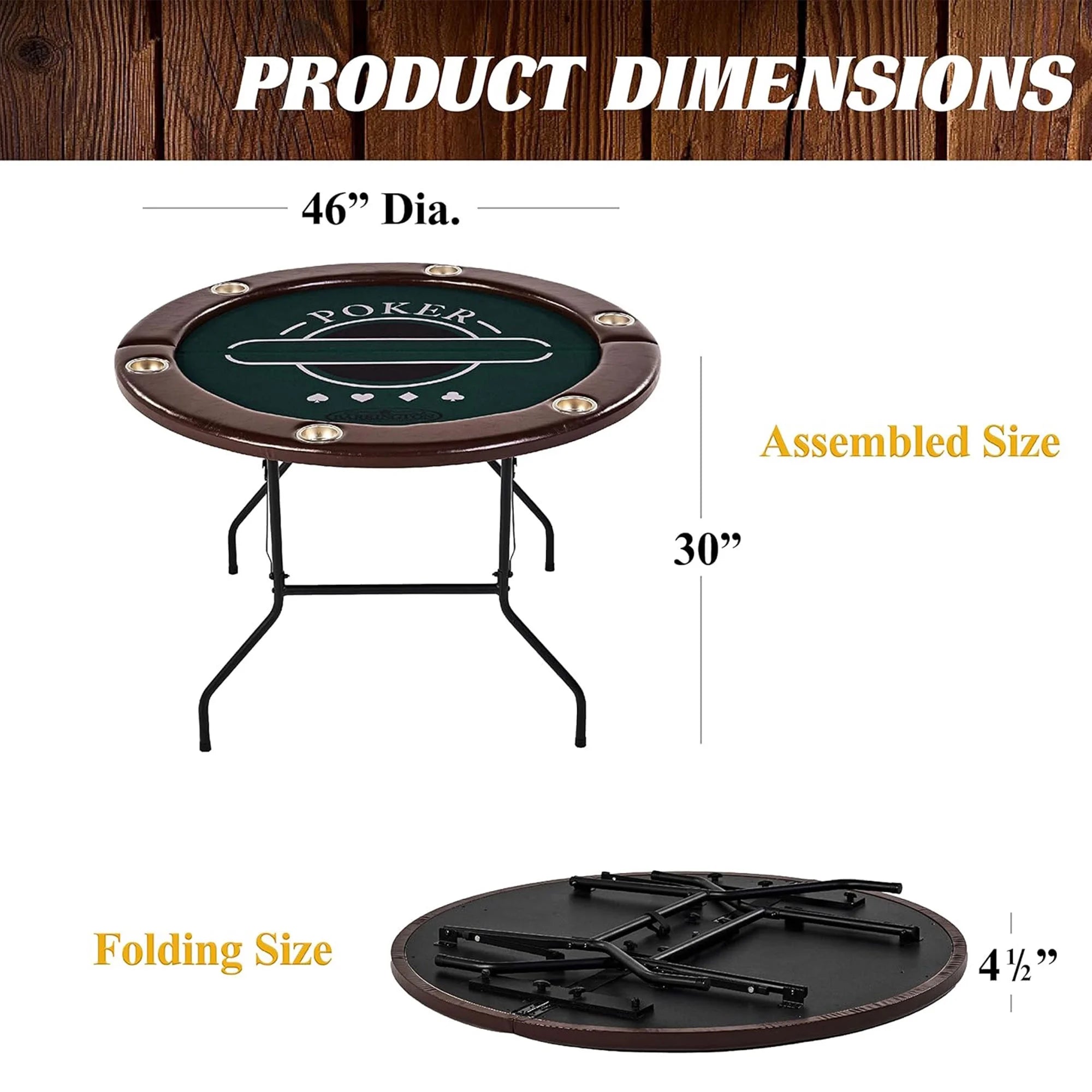 Poker Table with Rails, Cup Holders, Chips & Cards