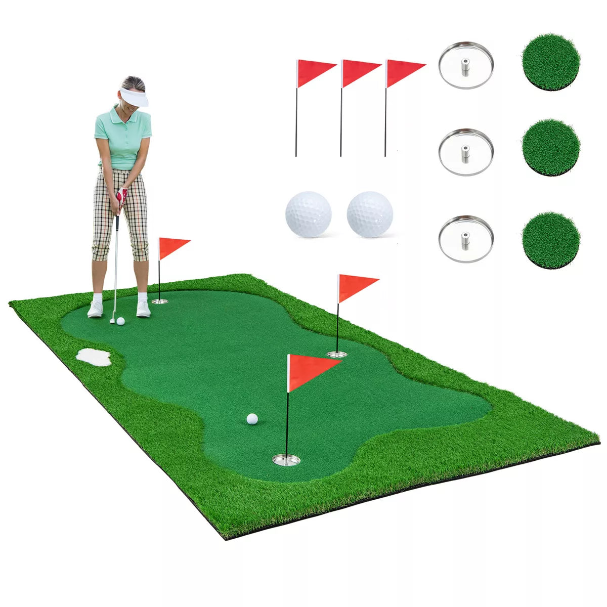 Costway 10 X 3.3/5 FT Golf Putting Green Professional Golf Training Mat with 2 Golf Balls