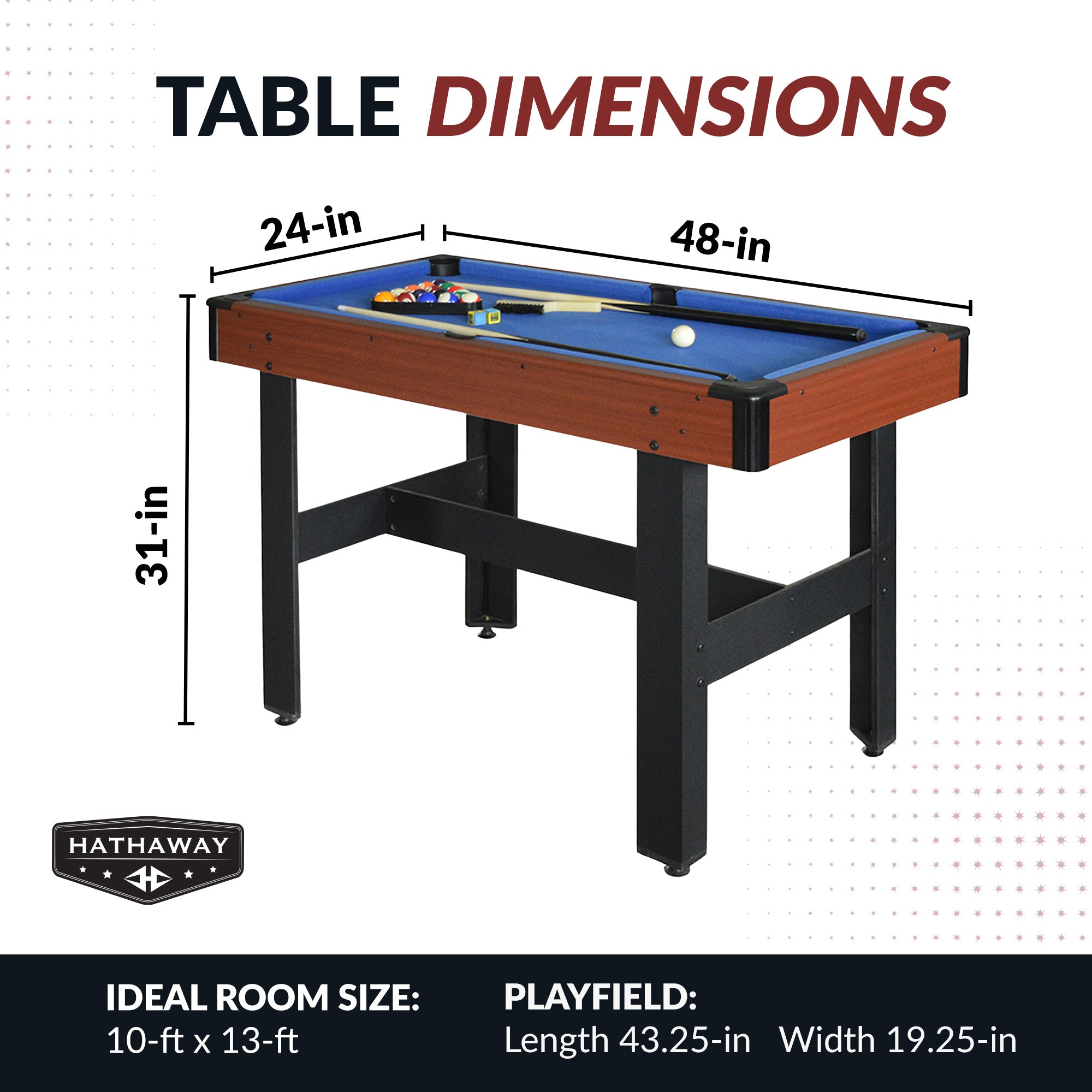 Triad Multi Game Table with Pool, Glide Hockey, and Table Tennis, 48-In, Blue/Multi