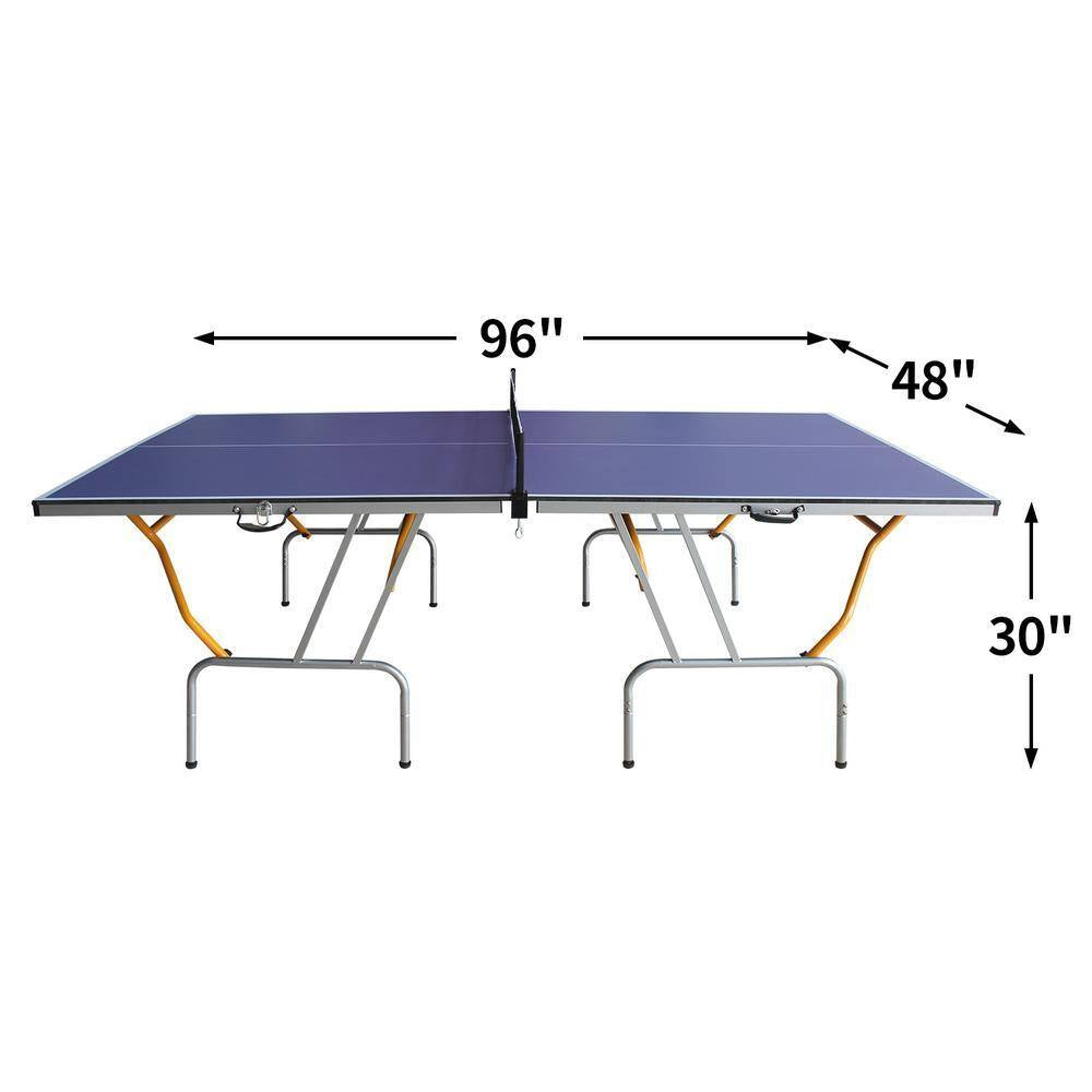 8 Ft. Mid-Size Foldable Table Tennis Table Ping Pong Table Set with Net, 2 Paddles and 3 Balls for Indoor Outdoor