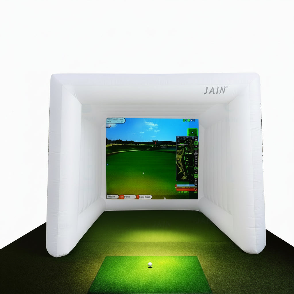 Stock!Inflatable Golf Sim Room Swing Golf Practice Cage with Built-In Fan,Oxford Cloth,Golf Simulator Enclosures
