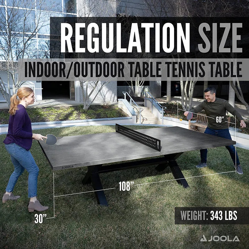 Joola Berkshire Outdoor Table Tennis Table -Ping Pong Table with Steel Net Set & Frame - Multi Use Ping Pong Conference Table or Dining Table