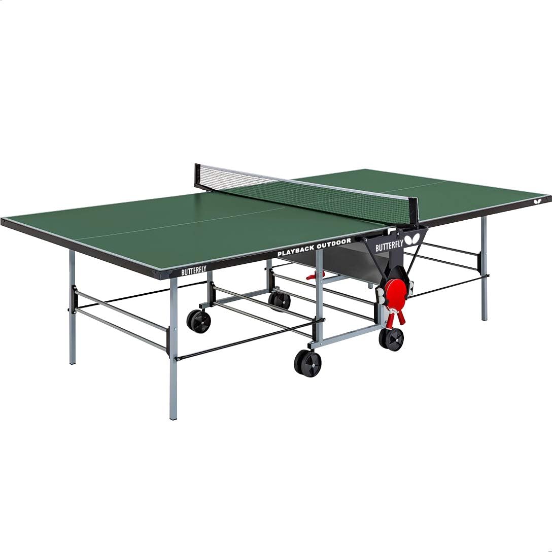 Butterfly Outdoor Playback Rollaway Table Tennis Table | Regulation Size - 9' x 5' x 2' 6" | Includes Net & Integrated Accessory Holder | Warranty: Top = 10-Years