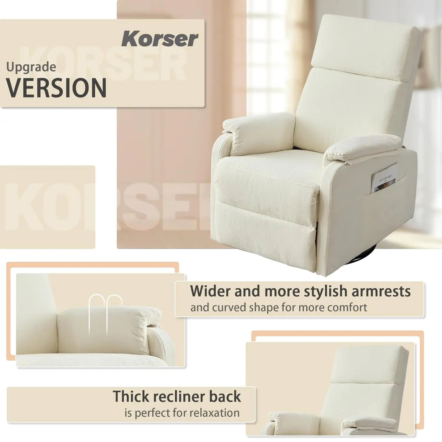 Recliner Chair, Swivel Rocking Recliner Chair for Adults, Glider Rocking Chair, Small Nursery Chair Recliner, Customized