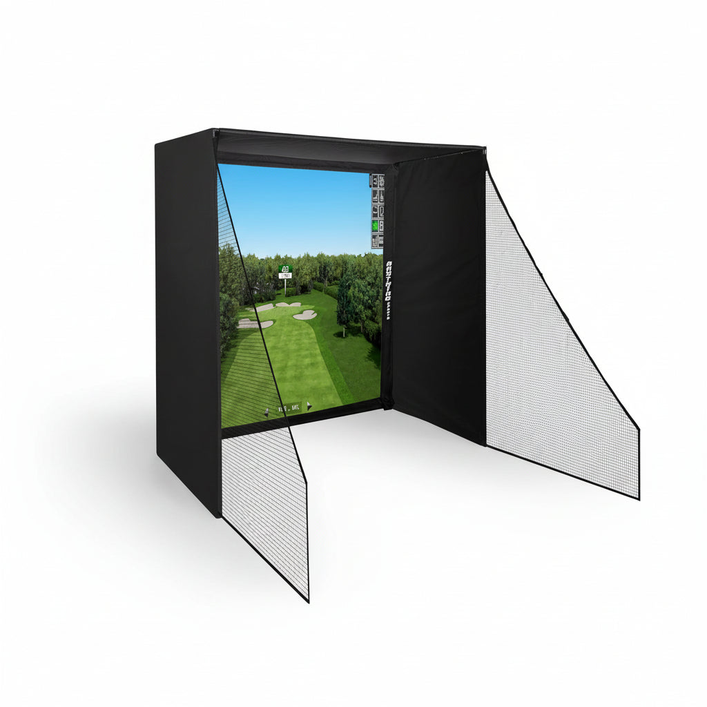 Golf Simulator Enclosure with Impact Netting and All Poles