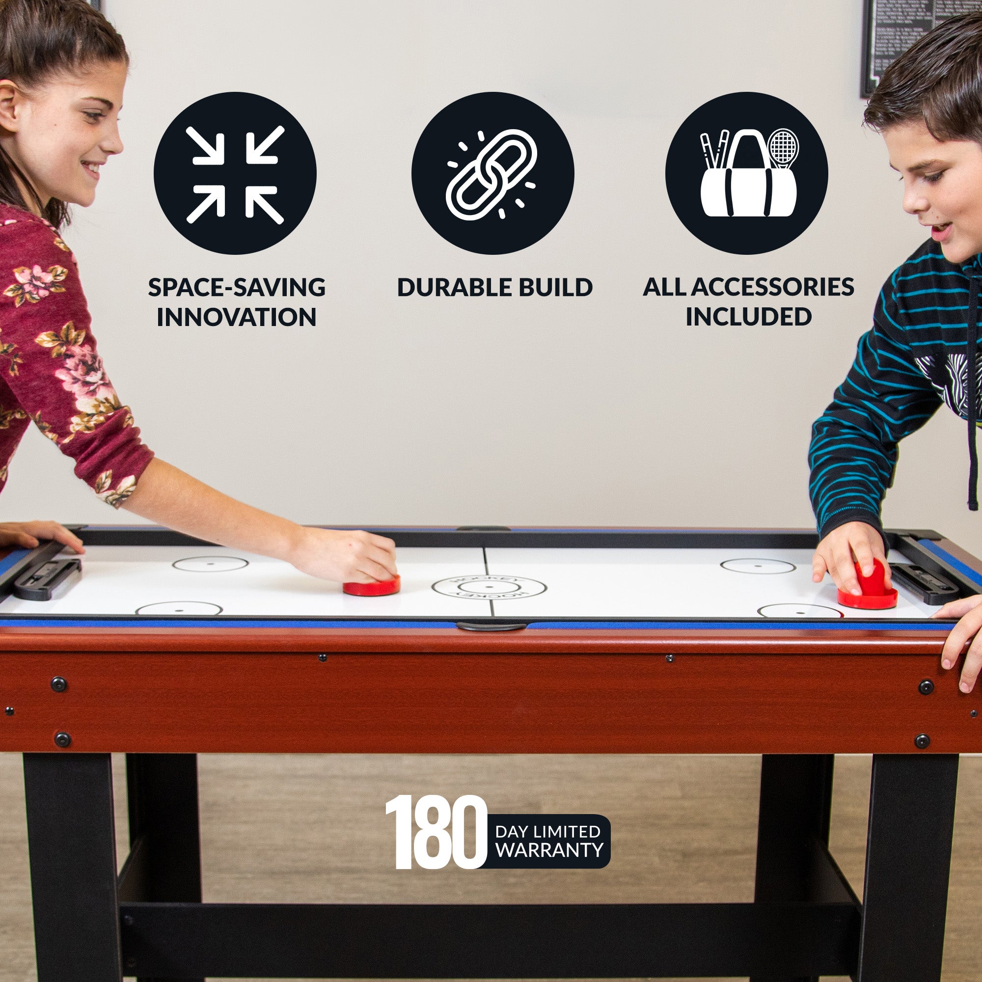 Triad Multi Game Table with Pool, Glide Hockey, and Table Tennis, 48-In, Blue/Multi
