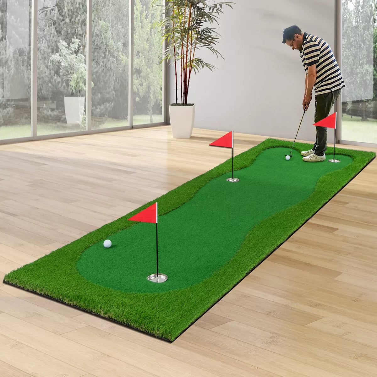 Costway 10 X 3.3/5 FT Golf Putting Green Professional Golf Training Mat with 2 Golf Balls