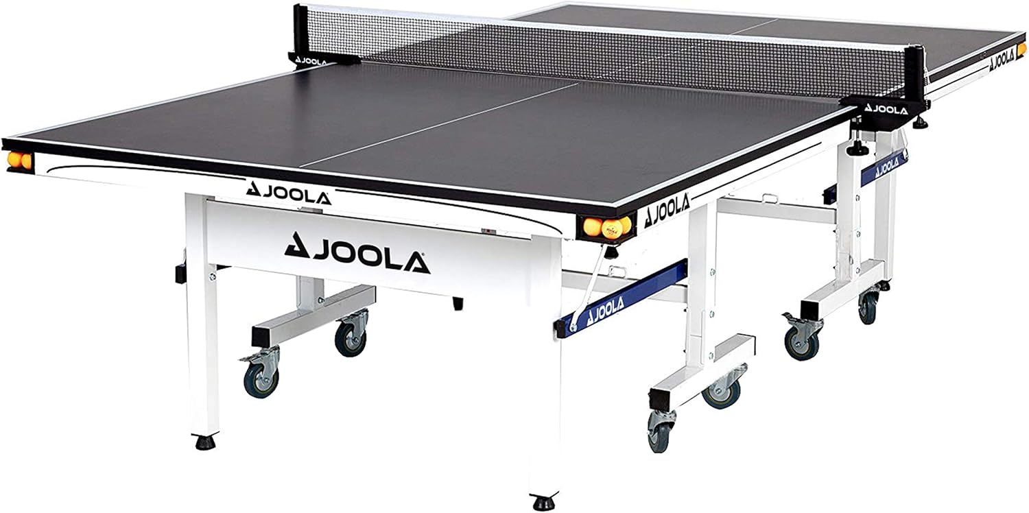 JOOLA Rally TL Professional MDF Indoor Ping Pong Table w/Quick Clamp Table Tennis Net & Post Set - 10 Minute Easy Assembly - Corner Ball Holders